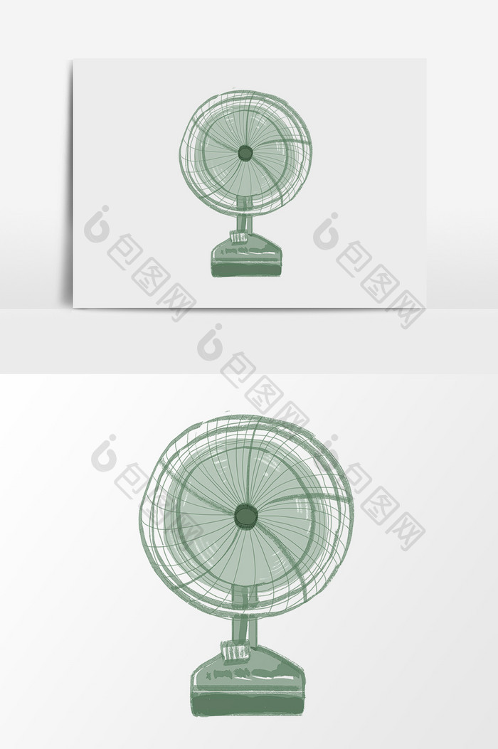 免扣手绘卡通台式电风扇