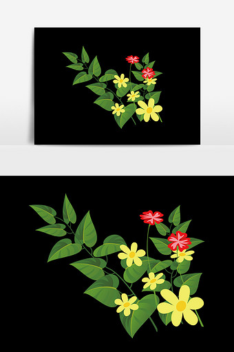 卡通手绘矢量花卉植物叶子图片