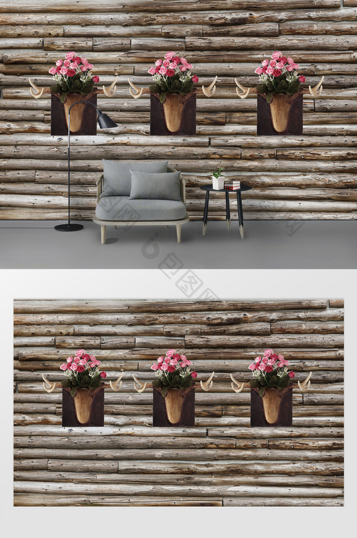 木质背景花卉装饰定制背景墙