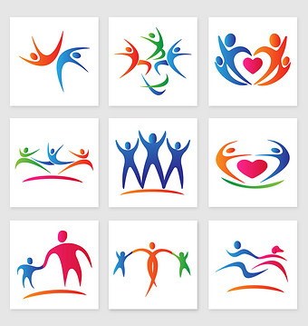 卡通多款人形抽象logo标志图片下载