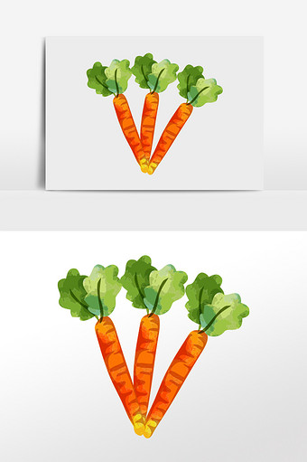 卡通水彩胡萝卜食物插画元素图片