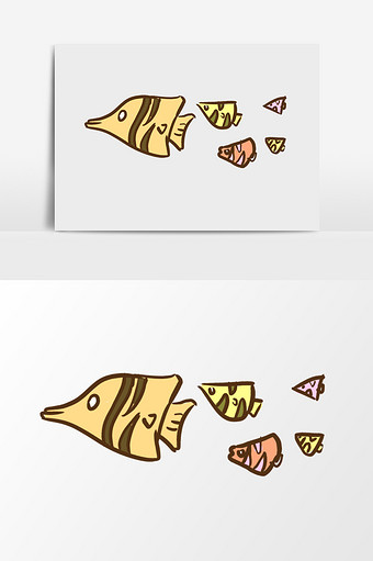 卡通手绘可爱小鱼鱼群图片