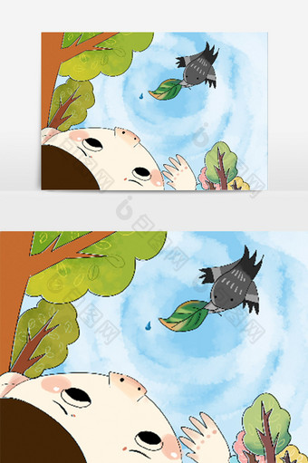 爱可通简洁儿童开学上课拥抱自然插画元素图片