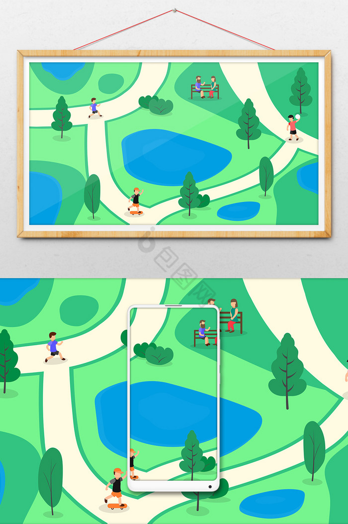 公园景点地图娱乐旅游攻略插画图片