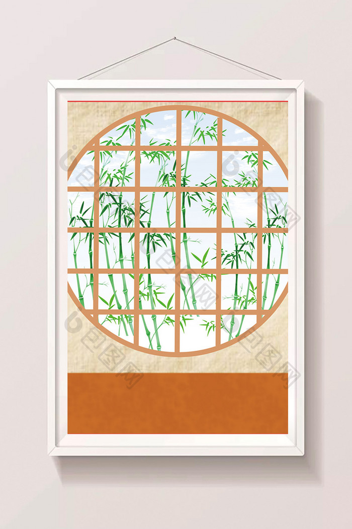 竹子窗子插画设计