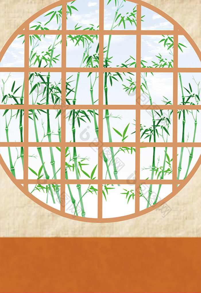 竹子窗子插画设计