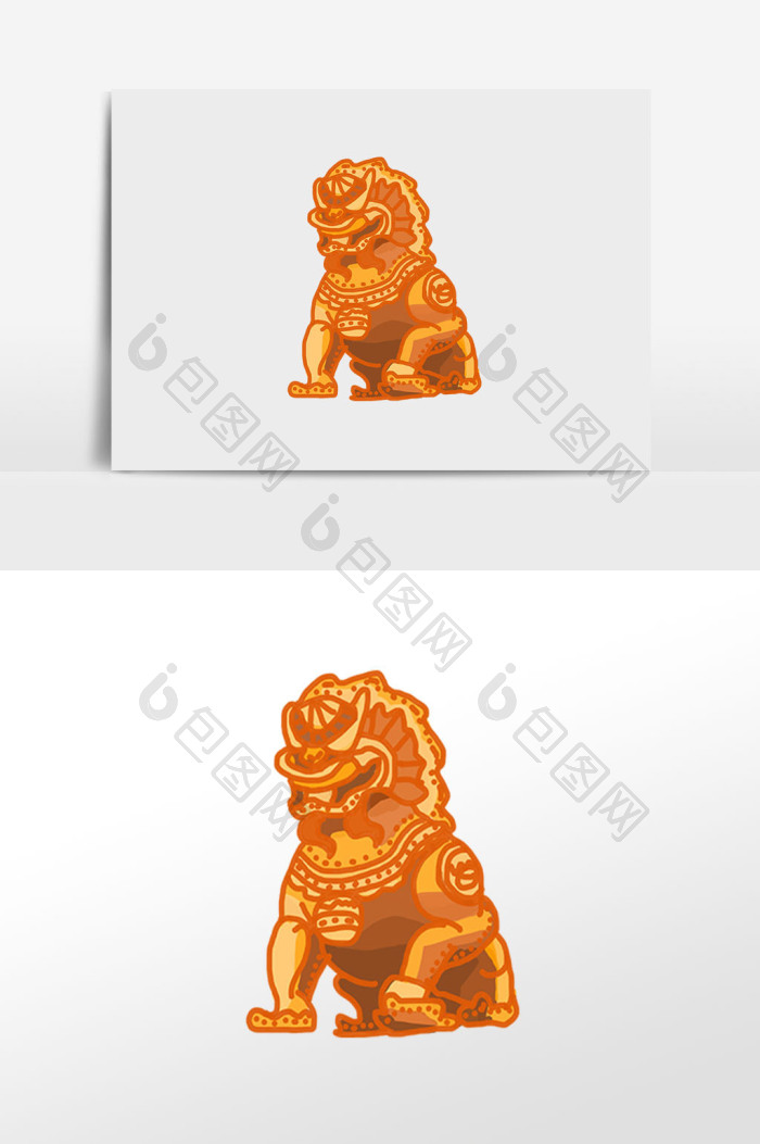威武石狮插画png下载-包图网