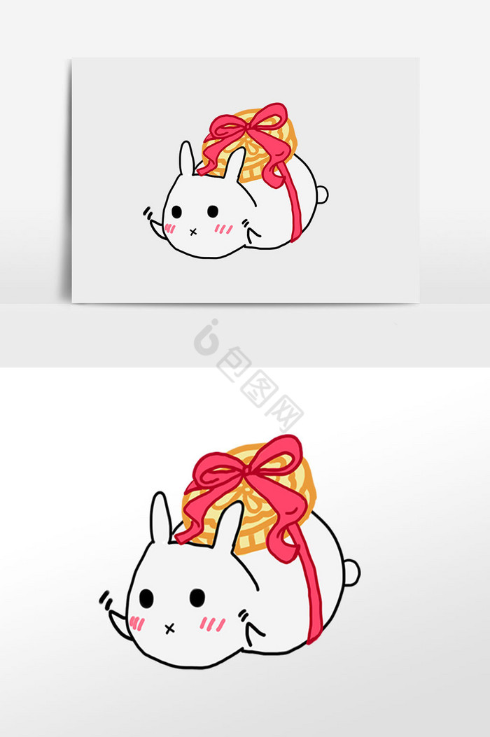 中秋玉兔送月饼插画图片