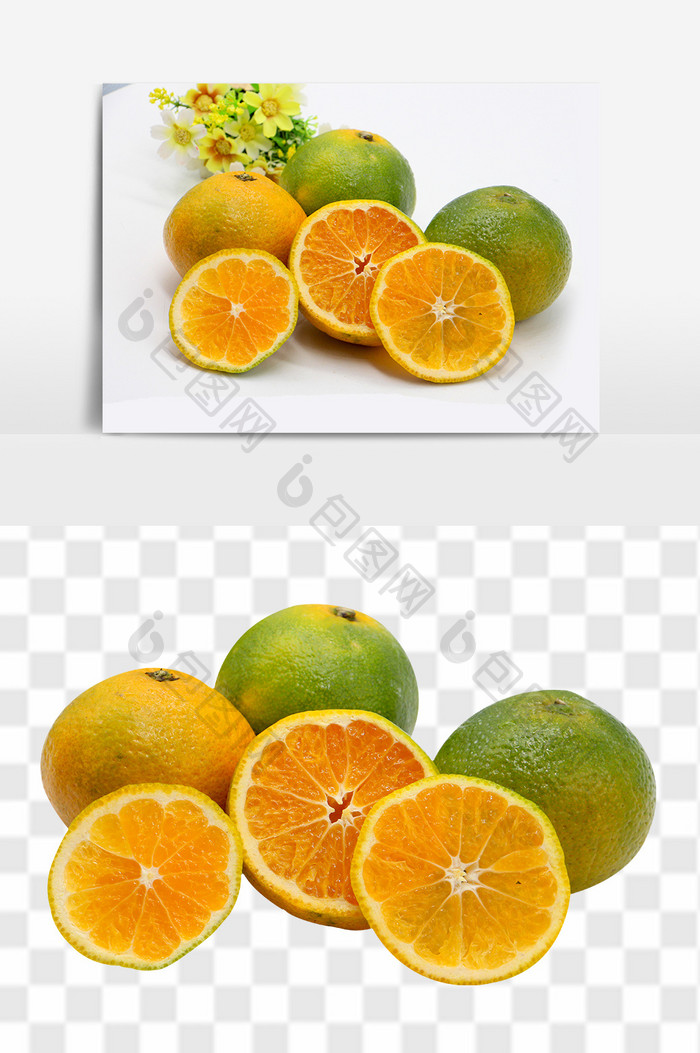 新鲜水果橘子切片素材
