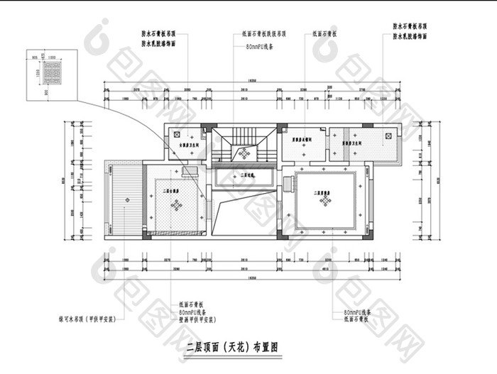 中式风格顶面CAD布置图 吊顶施工图