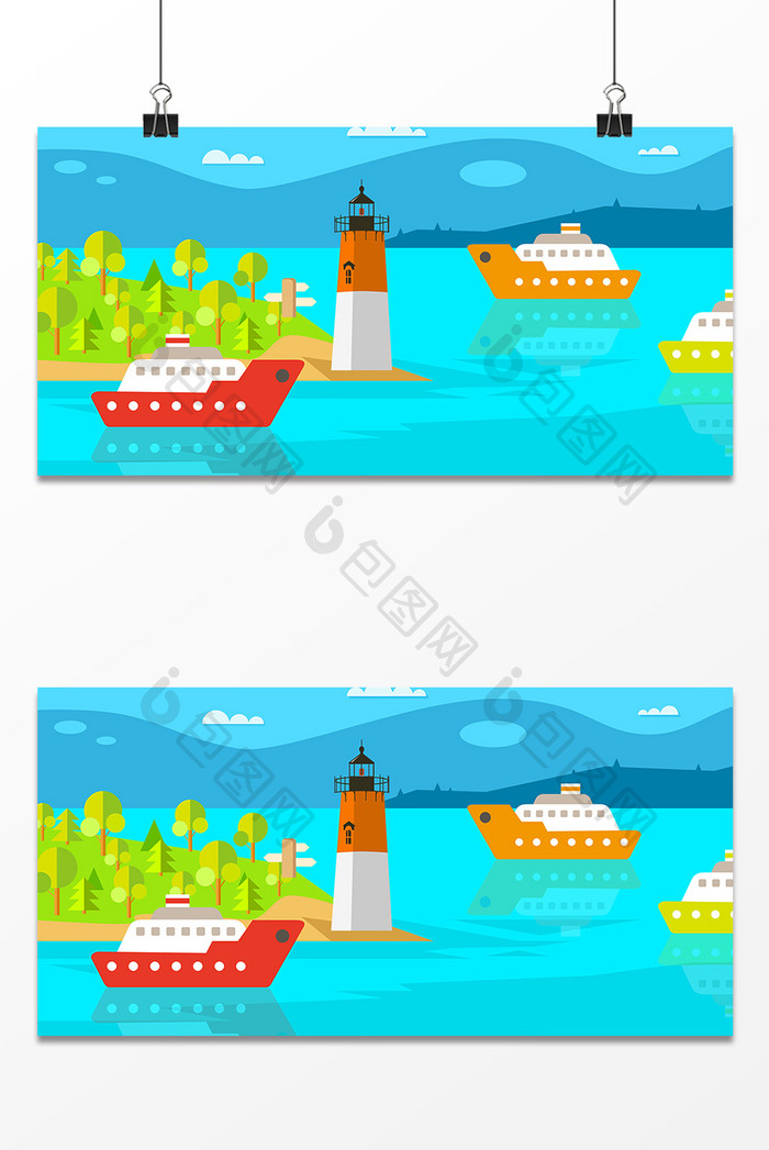 海面 轮船设计背景图
