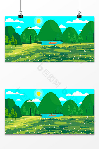 夏季小湖设计背景图图片