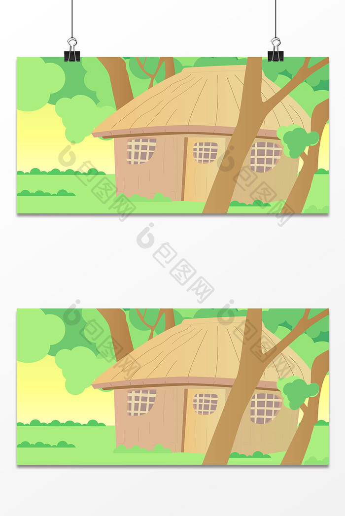 夏季树木建筑设计背景图