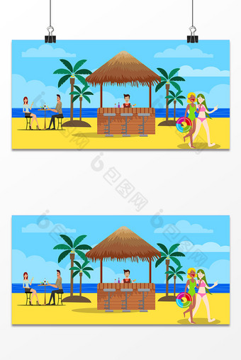 夏天沙滩海洋风景海报背景图片