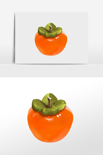 小清新手绘柿子健康水果插画元素图片