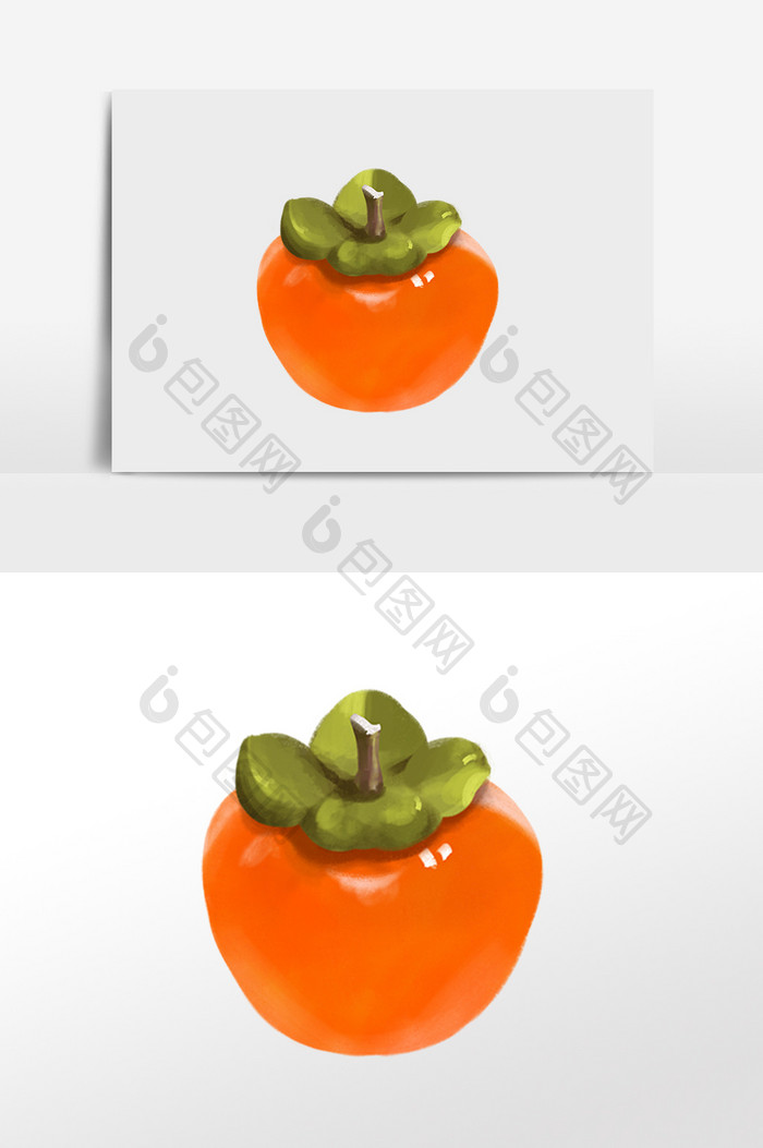 小清新手绘柿子健康水果插画元素