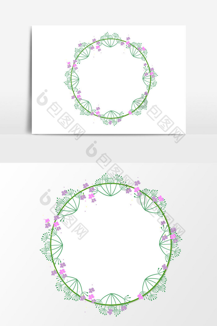 卡通手绘扁平花环红花元素