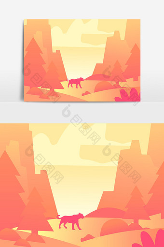 自然风光山川橙色设计元素图片