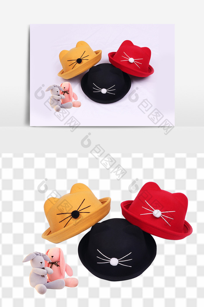 韩版男女童猫咪帽子元素