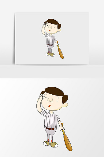 卡通手绘漫画棒球男孩图片
