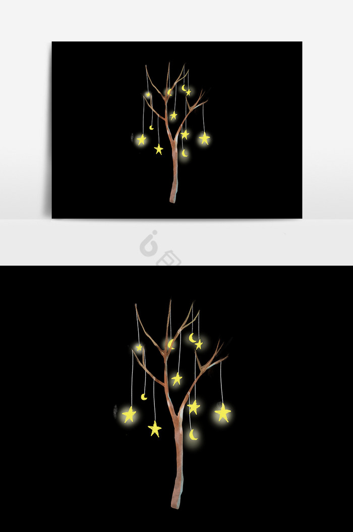 树枝发光星星图片
