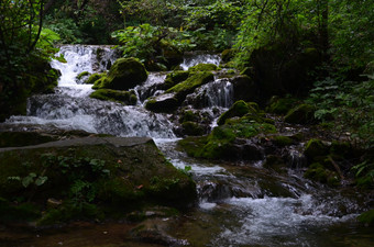 夏日山林里的<strong>瀑布</strong>溪流