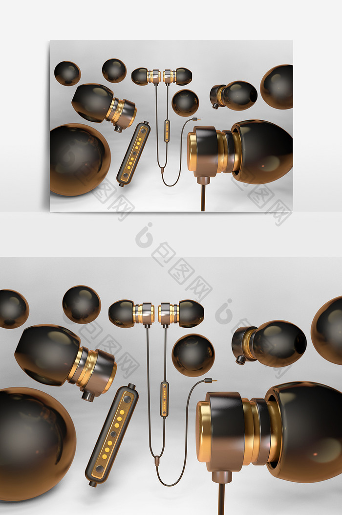 C4D创意原创耳机元素耳机装饰元素模型