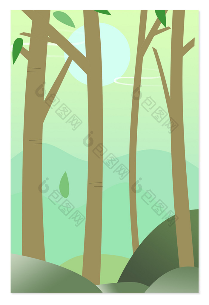 手绘小清新树木设计背景图