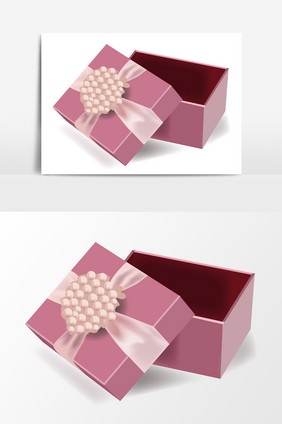 粉色写实风格礼物盒元素