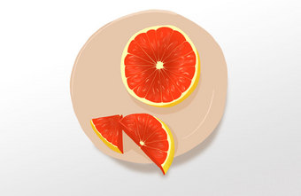 夏季水果西柚清新插画素材图片