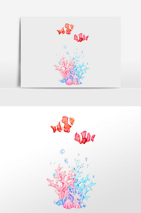 水彩海洋珊瑚插画元素