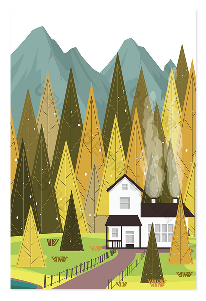 大自然树木房屋海报背景