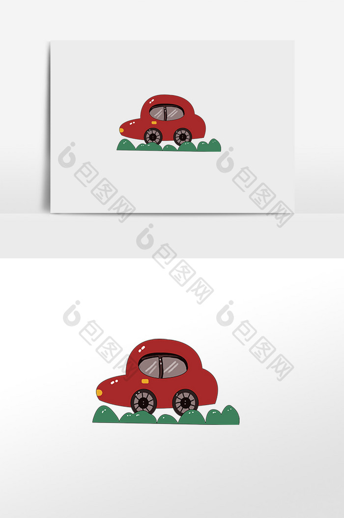 红色轿车插画素材