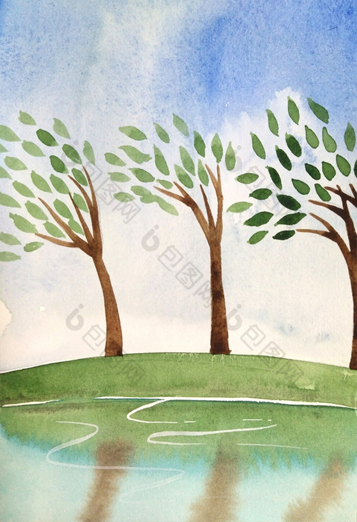 包图网提供精美好看的海边大树倒影素材免费下载,本次作品主题是插画