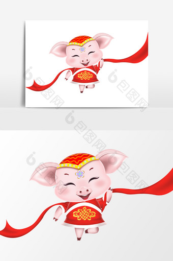卡通猪公主猪新年春节元旦节日素材图片