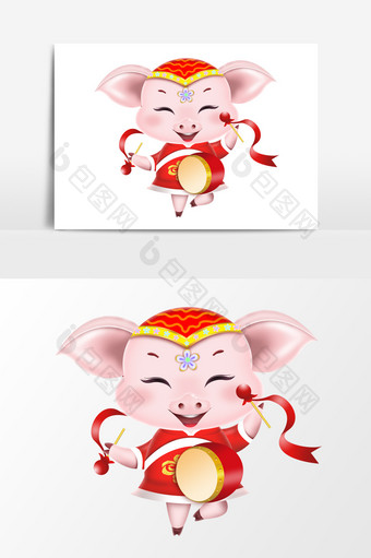 猪年卡通形象设计新年春节元旦素材图片