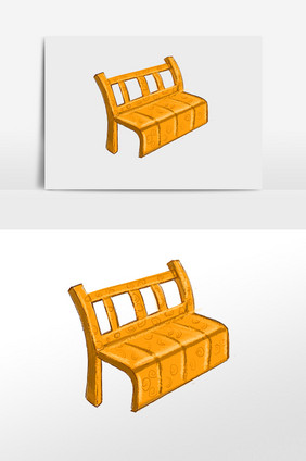 木质长椅插画素材