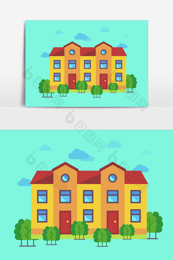 扁平化房子元素设计图片