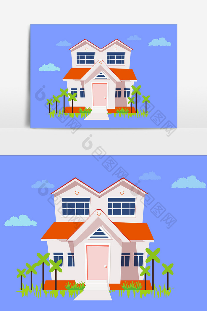 扁平化卡通房子设计