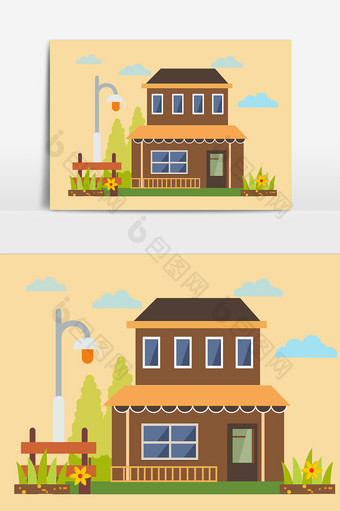 扁平化乡村房子设计图片