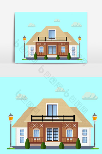 扁平化卡通别墅房子图片