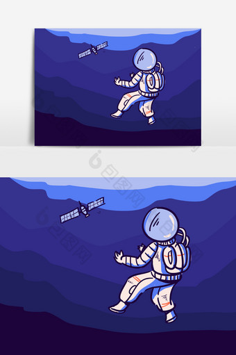 空宇航员矢量涂鸦插图图片