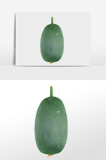 小清新绿色手绘新鲜蔬菜冬瓜插画元素图片