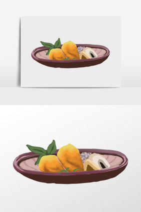 盘装食物的插画元素
