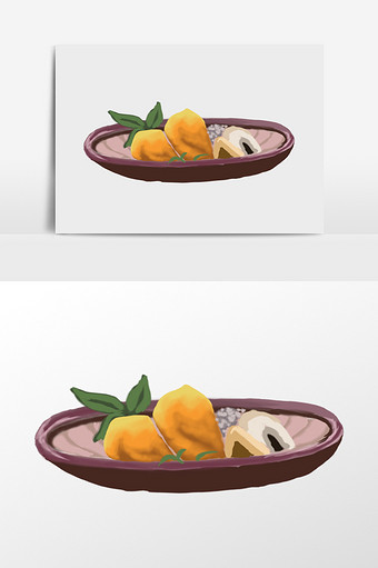 盘装食物的插画元素图片