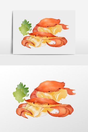手绘螃蟹的插画元素图片