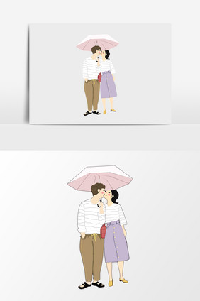 浪漫情侣撑伞