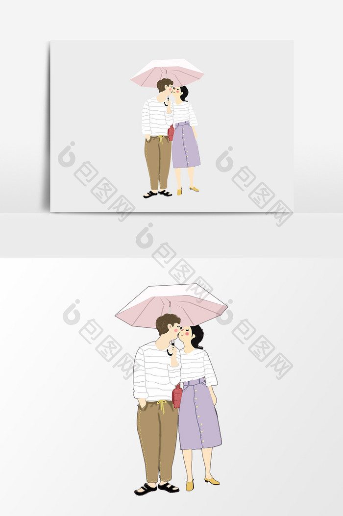 浪漫卡通情侣撑伞 图片下载 包图网