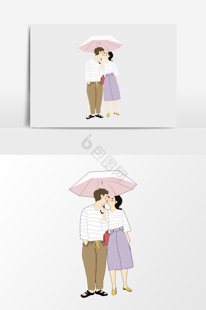 浪漫情侣撑伞图片
