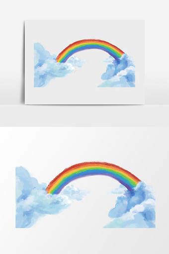水彩手绘彩虹白云图片